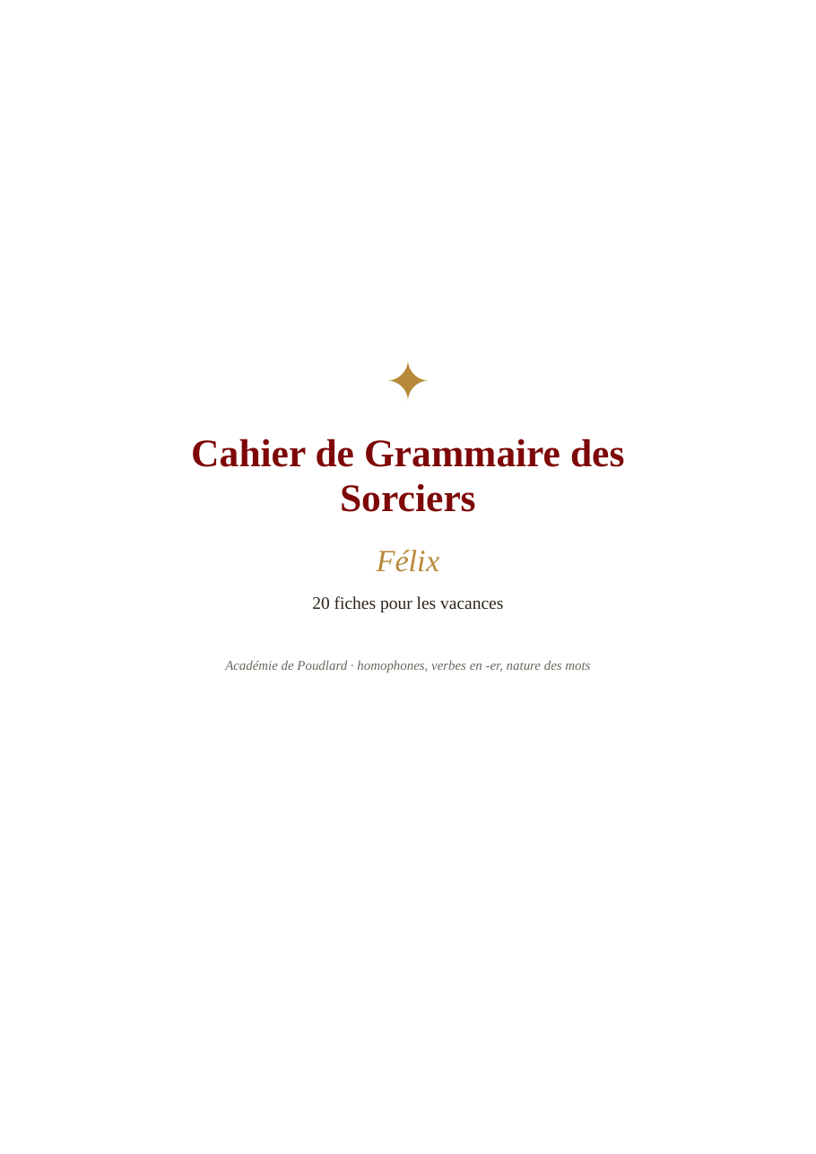 Aperçu de Cahier de Grammaire des Sorciers